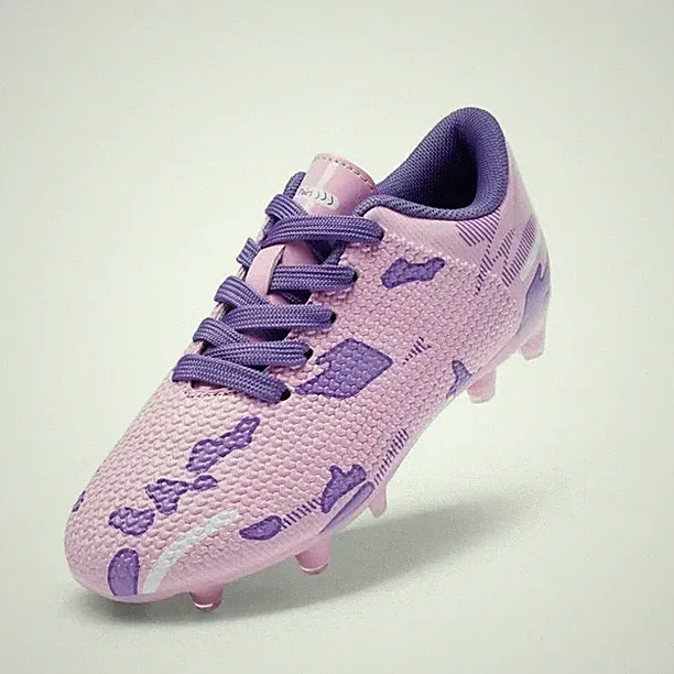 Dream Pairs Kids Outdoor Soccer/Football Sports Cleats Shoe Pink/Purple Size 6