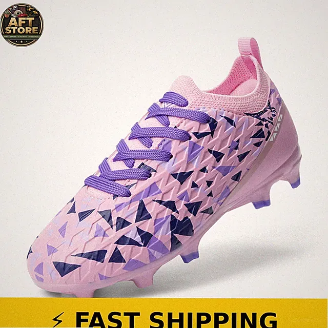 DREAM PAIRS Kids Soccer Cleats Pink/Purple Size 1