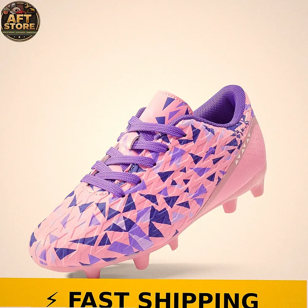 DREAM PAIRS Kids Soccer Cleats - Pink/Purple, Size 10 Toddler