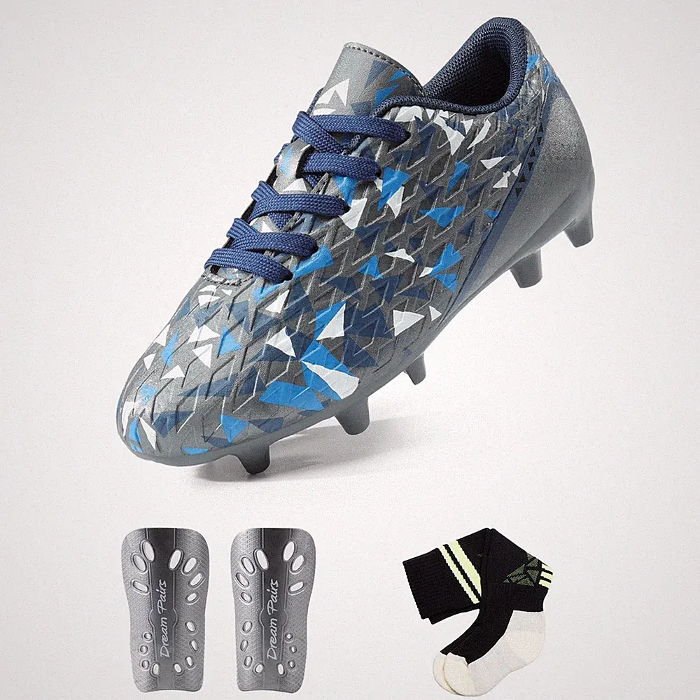 DREAM PAIRS Kids Soccer Cleats Set with Shin Guards Socks Boys Girls Cleat Kit