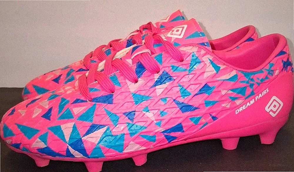 DREAM PAIRS Kids Soccer Cleats Shoes Pink Size 4 Youth Boys Girls Football Boots