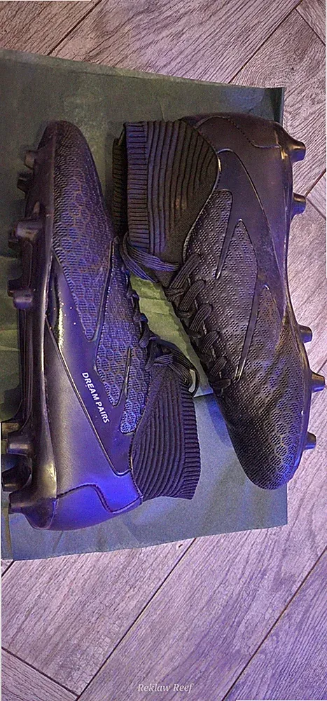 DREAM PAIRS Men's High-Tops Soccer Cleats Lace-Up Adult Football 8, Black