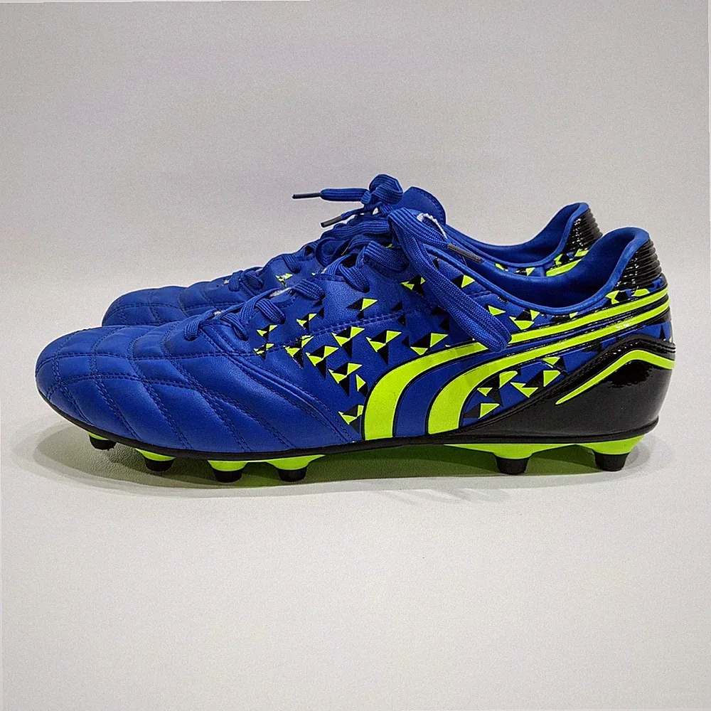 Dream Pairs Mens 160860-M Blue Leather Lace Up Low Top Soccer Cleats Size 12