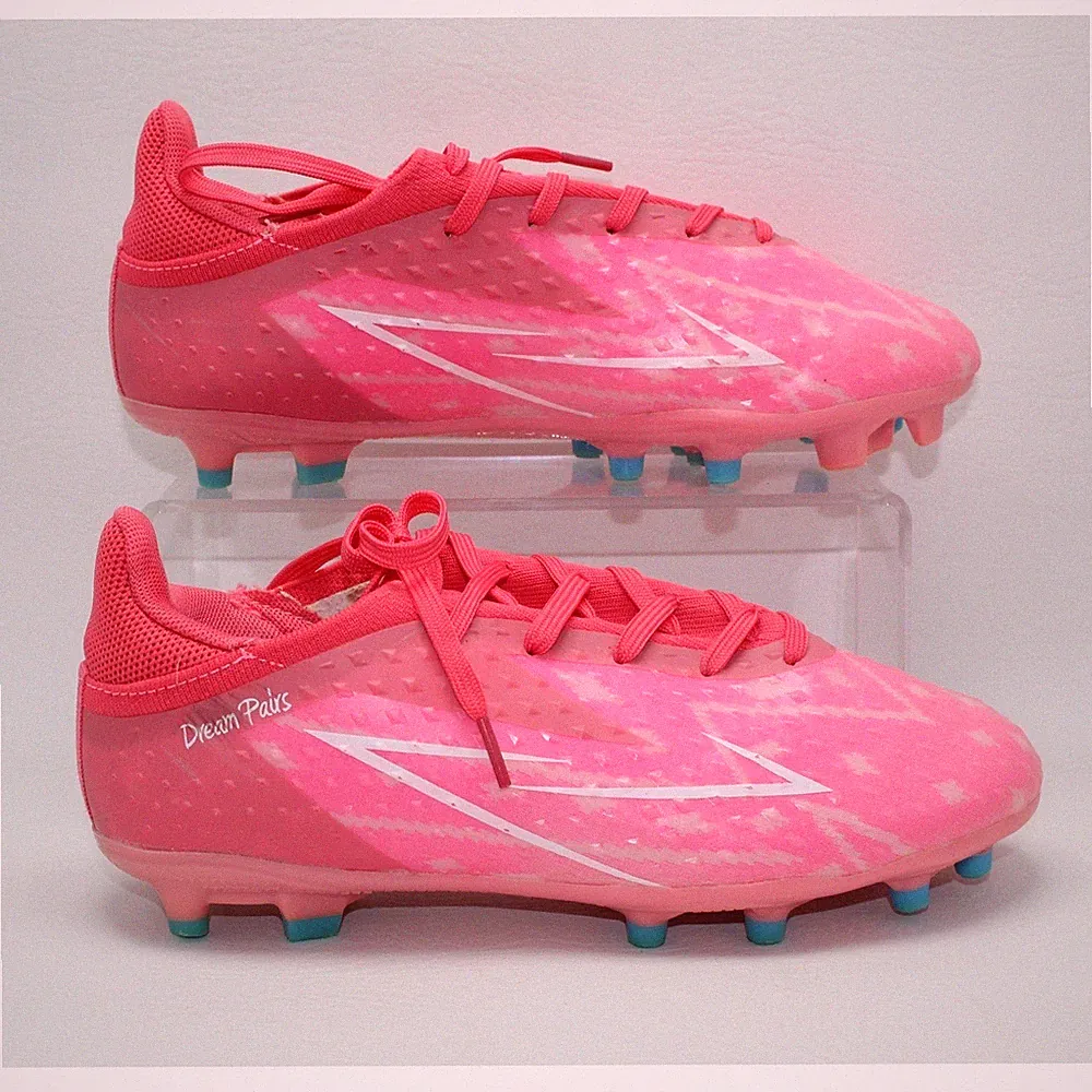 Dream Pairs Pink Geometric Soccer Cleats Firm Ground Athletic Shoes SDSO2401K 6