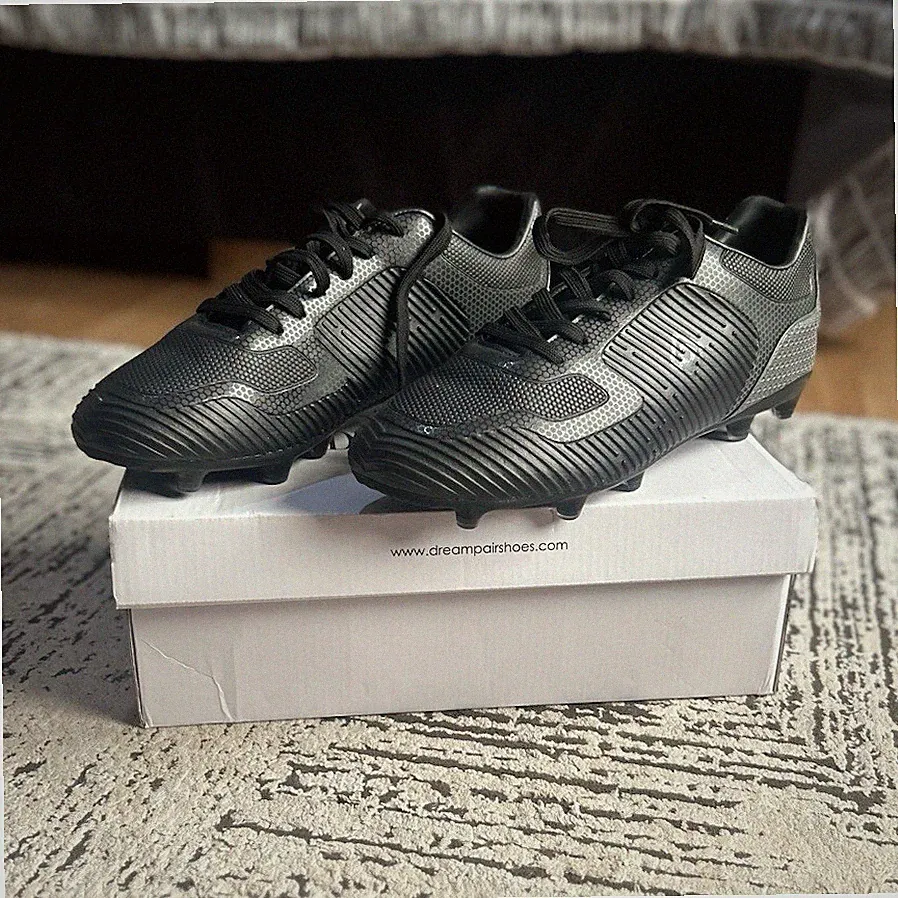 Dream Pairs Superflight-2 Men's Soccer Cleats Black/Grey Low Top Lace Up