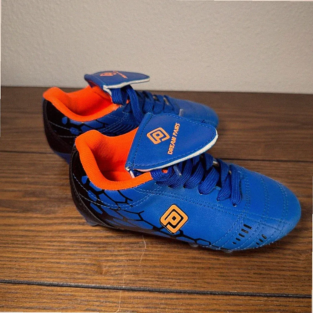 Dream Pairs Superflight-3K Kids Soccer Cleats Size US 10 Toddler Blue Orange