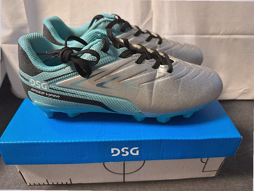 DSG Kids 3 youth Unisex Speed Viper Soccer Cleats Shoes Gray Teal EUC