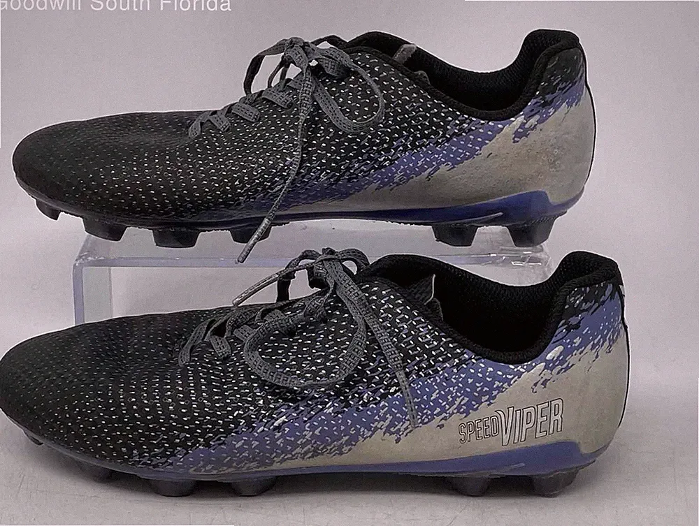DSG Kids Speed Viper Black Purple Silver Low Top Lace-Up Soccer Cleats Size 5.5
