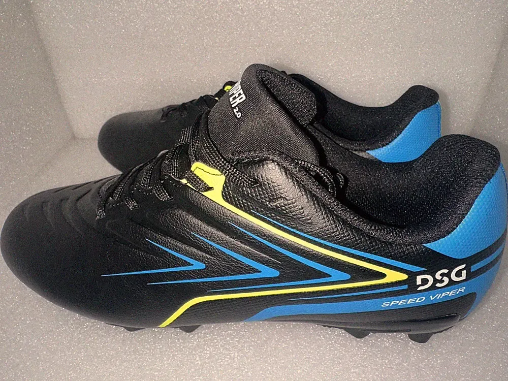 DSG Kids Speed Viper Soccer Cleats Athletic Shoes Blue Black Yellow Size Y 4