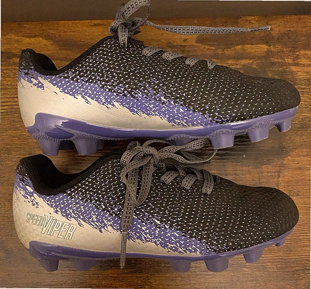 DSG Soccer Football Kids Cleats Speed Viper Sz 11K Purple Black Silver Free Ship