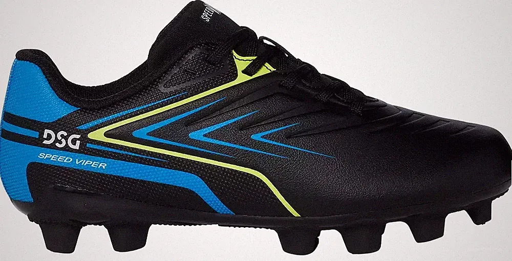 DSG Speed Viper - Size 4.5 Youth Soccer/Football Cleats Black, Blue, Yellow