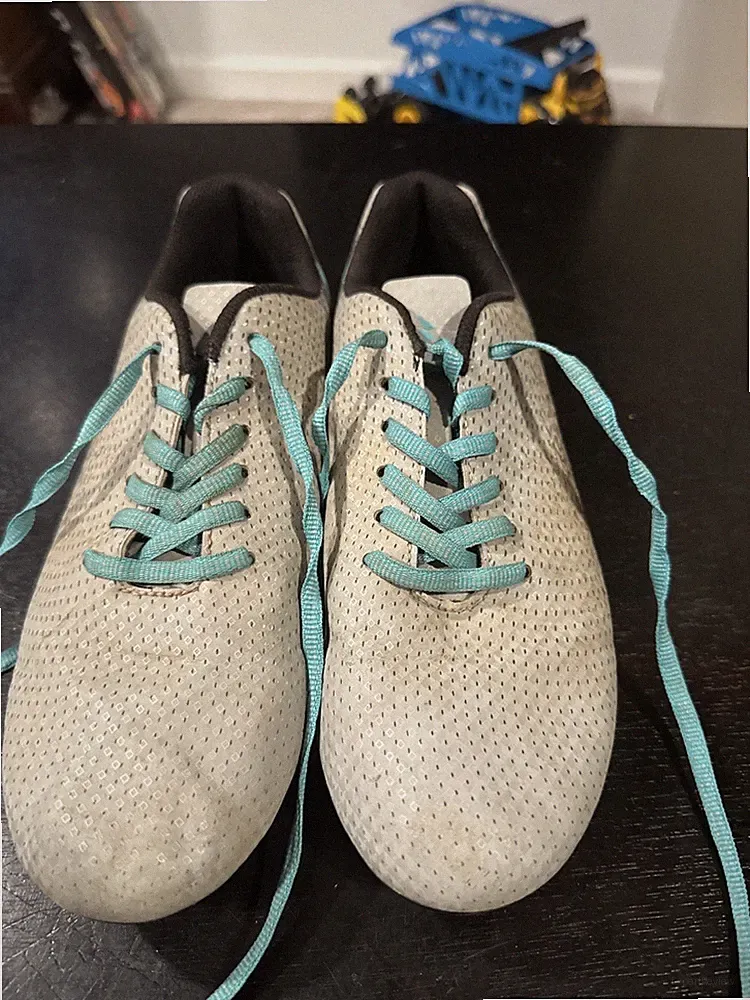 DSG Speed Viper Soccer Cleats Kids Size 4.5 Grey Teal