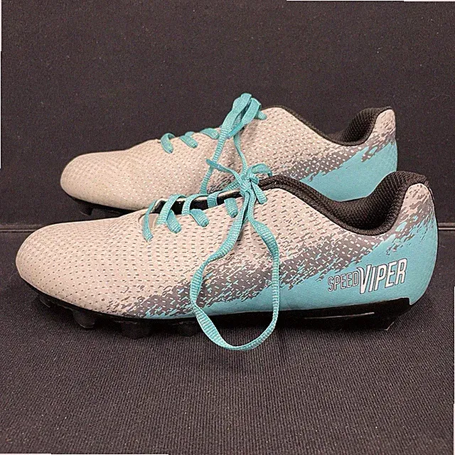 DSG Speed Viper Youth Gray Teal Soccer Cleats Size 3 Pre Owned Good Condition