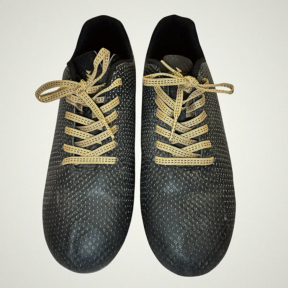 DSG Speed Viper Youth Soccer Cleats Black Gold Size 6 Firm Ground FG Lace Up