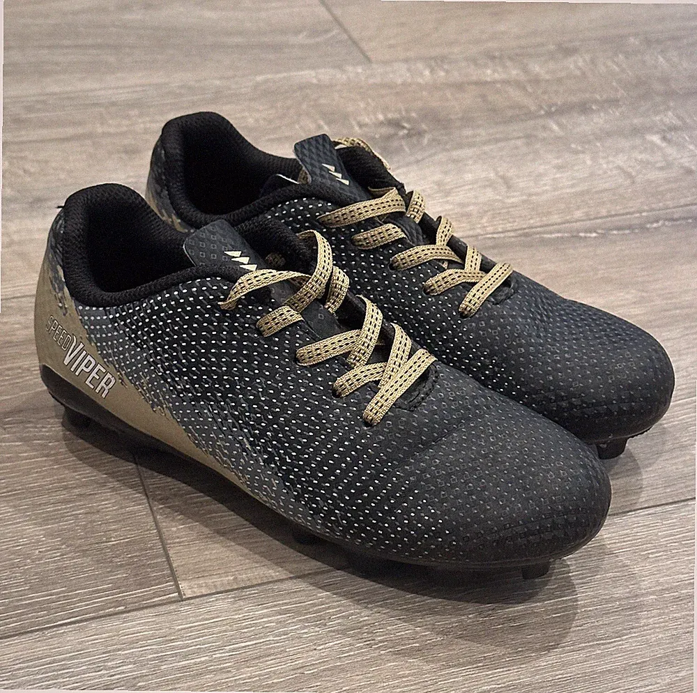 DSG Speed Viper Youth Soccer Cleats Shoes 1Y Black Gold Boys Girls Unisex