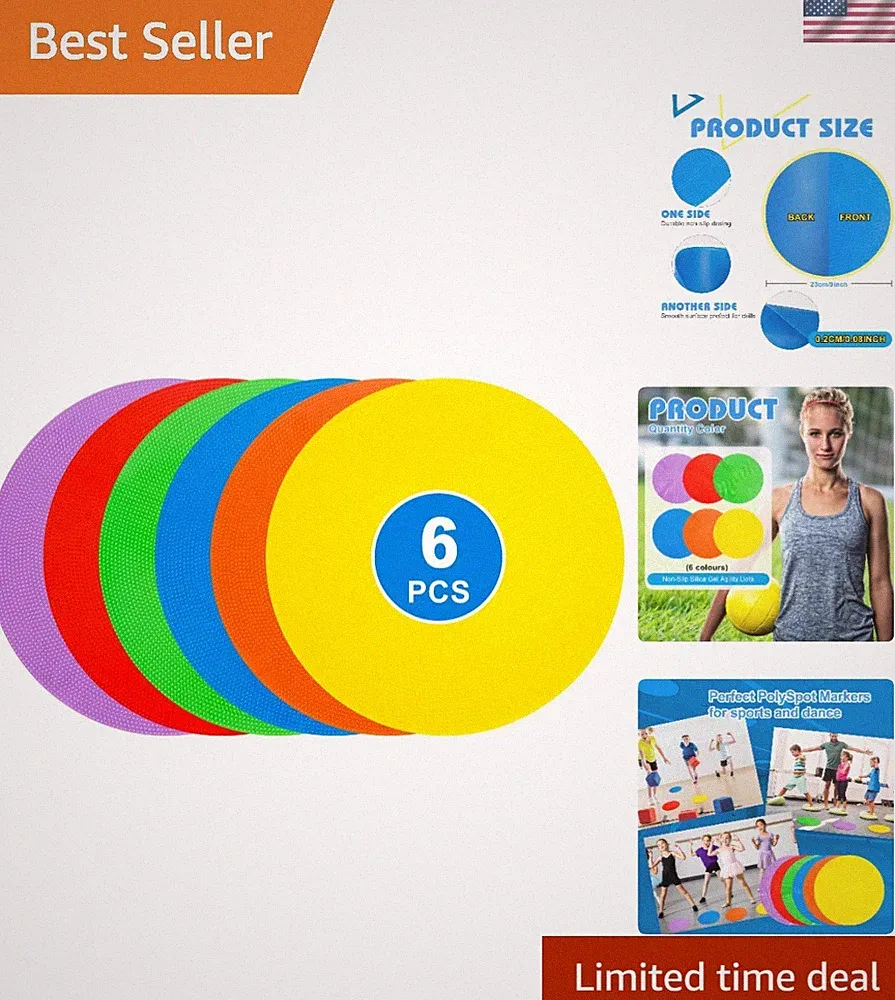 Durable 9-Inch Flat Field Cones for Speed & Agility Training - 6 Vibrant Colors