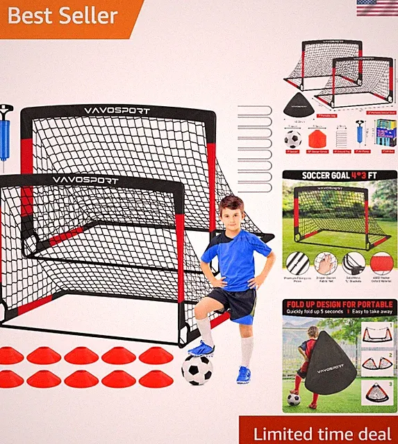 Durable Backyard Soccer Goals Set for Kids: 4x3 ft Portable Fun & Skill Building