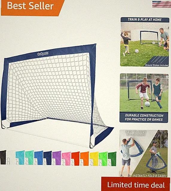 Durable Team Tone Pop-Up Soccer Nets for Kids - 13 Vibrant Colors Available