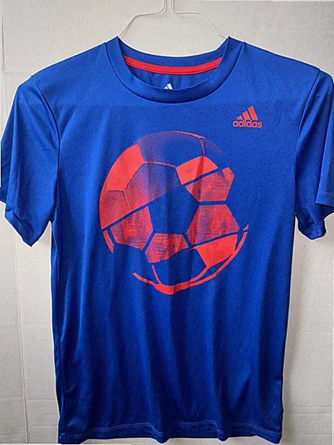 EC boys large 14/16 ADIDAS bright blue sports shirt top jersey 38" chest 27" L
