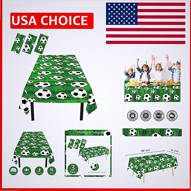 Elegant Plastic Soccer Table Covers, 3 Pcs - Perfect for Birthday Parties