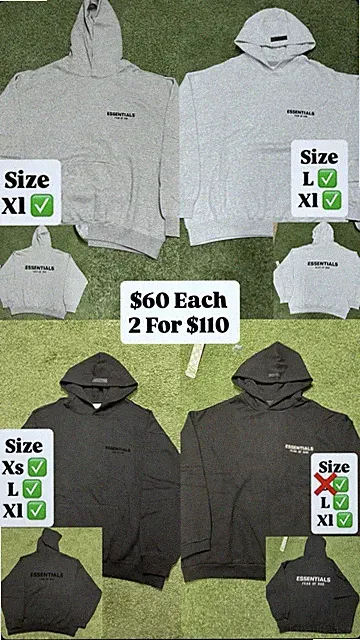 Essentials Hoodies /Sweats Brand New 100% Authentic Sizes XS-XL For Both