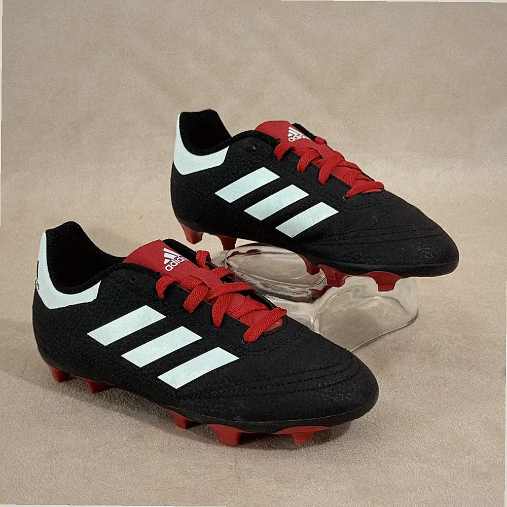 EUC Adidas Boys Goletto 6 Kids Sz 1 G26367 Black Red Soccer Football Cleats