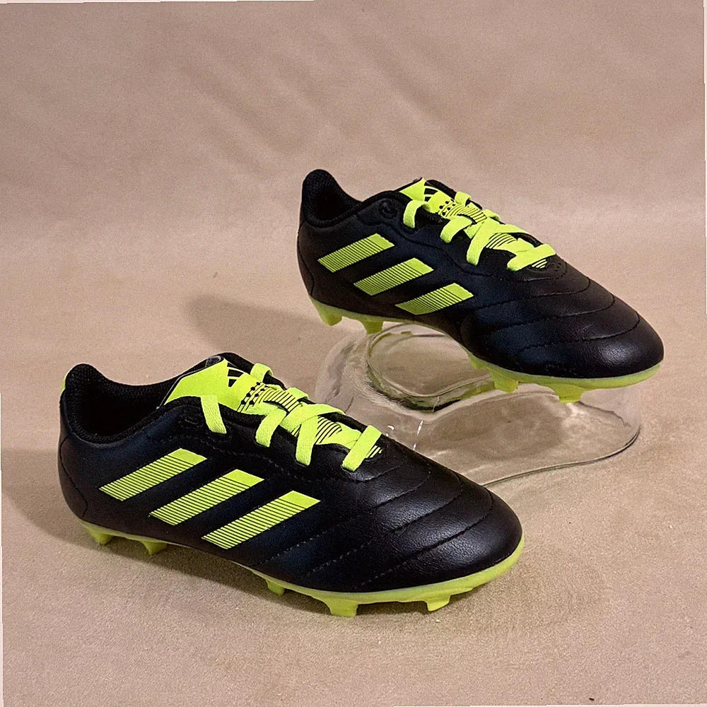 EUC Adidas ID6118 Goletto Kids Youth Soccer Cleats Black Neon Green Size 13K