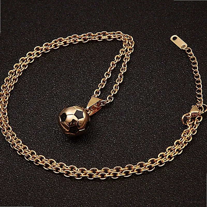 Fashion Jewelry Soccer Ball Pendant Necklace Silver or Gold Colors 37-7