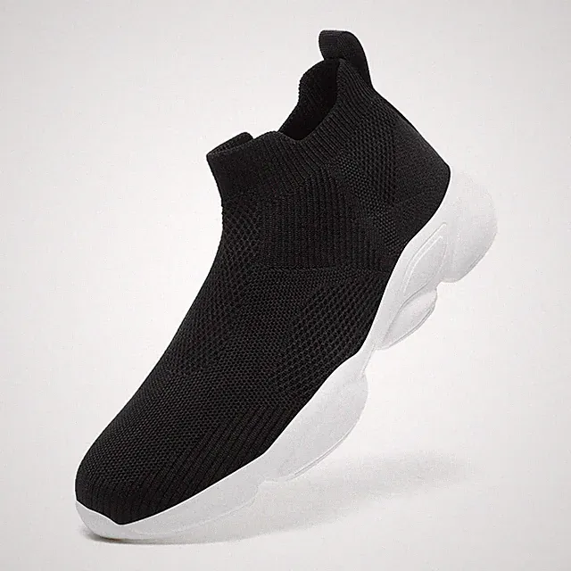 Fashion Men Casual Sneakers Ankle Boots Walking Hiking Slip on Socks Shoes Black