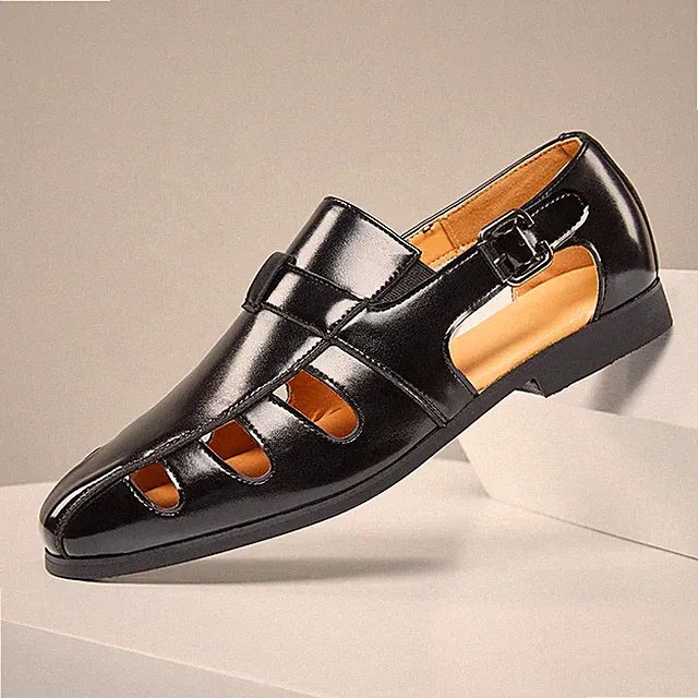 Fashion Men Outdoor Soft Beach Sandals Gladiators Buckle Pu Leather Casual Shoes