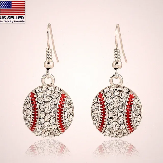 Fashion Women Crystal Jewelry Earrings Baseball Basketball Football Sports 1067