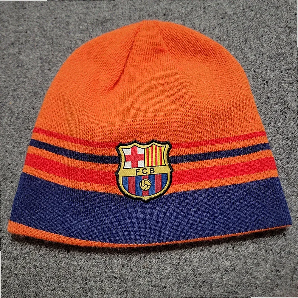 FC Barcelona Beanie Hat Cap Adult Winter Skull Knit Barca Football Soccer Patch