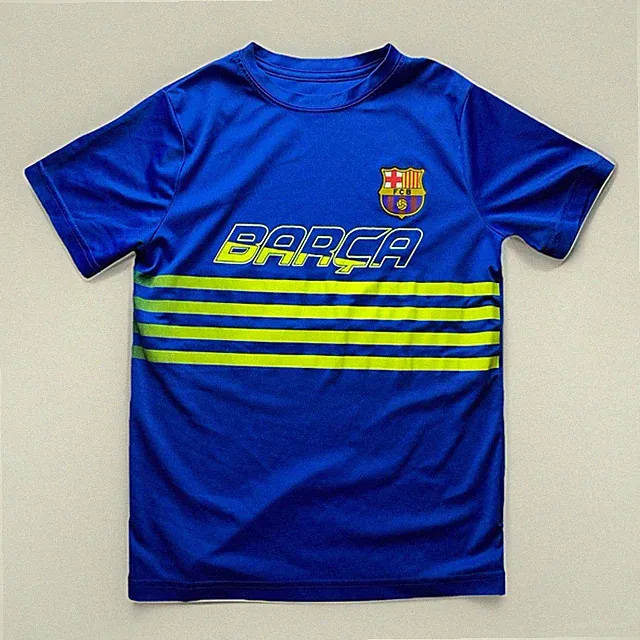 FC Barcelona Youth XL Barca Shirt Blue Soccer Athletic Tee FCB Logo Performance
