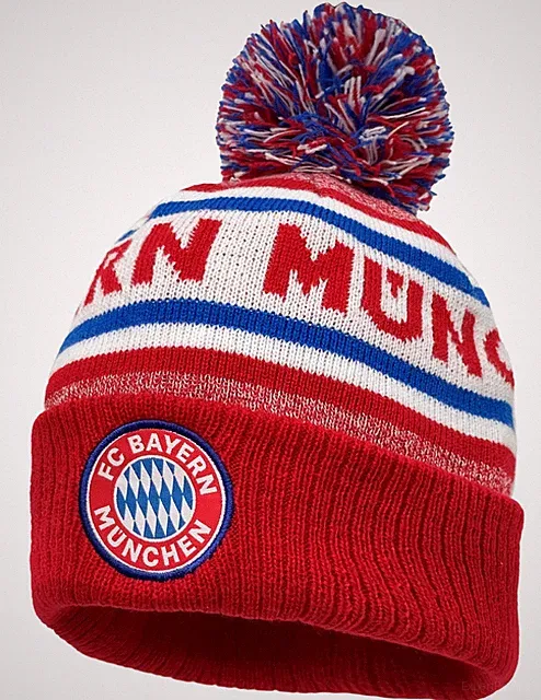 FC Bayern Munich Fan Ink Winter Pom Pom Beanie Adult Red White Blue OSFM