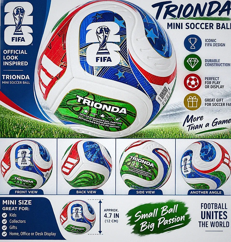 FIFA Trionda Mini Soccer Ball Size 1 Plastic White/Blue/Red/Green Durable