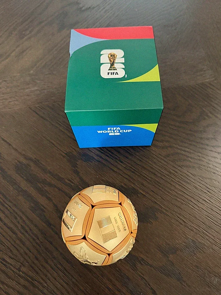 FIFA World Cup 2026 Gold Soccer Ball Collectible Trophy Champions Display w/ Box