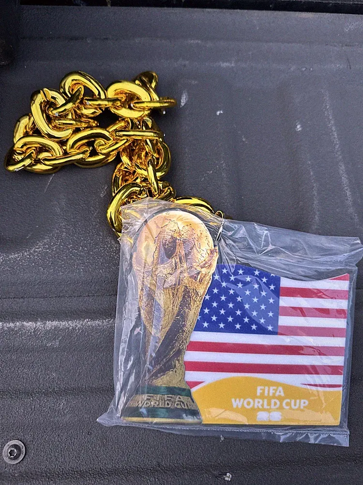 FIFA World Cup 26 Necklace Gold Soccer USA Trophy Fan Chain
