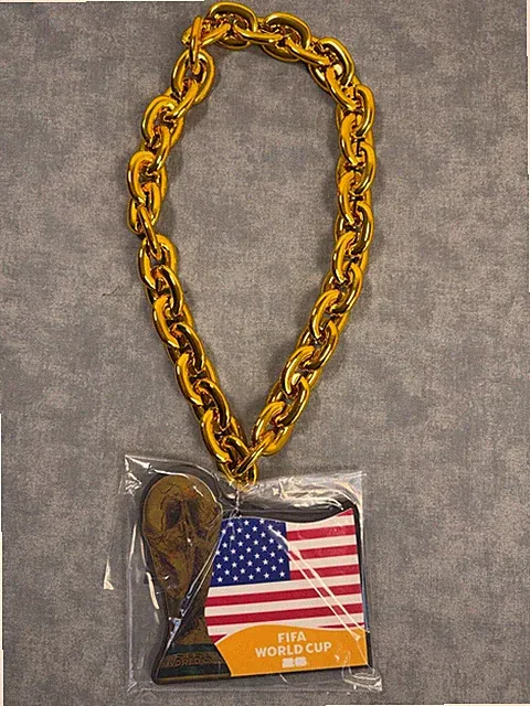 FIFA World Cup 26 Necklace Mens One Size Gold Soccer USA Trophy Fan Chain