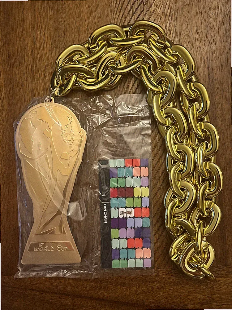 FIFA World Cup Gold Fan Chain Necklace with Trophy Pendant - Soccer