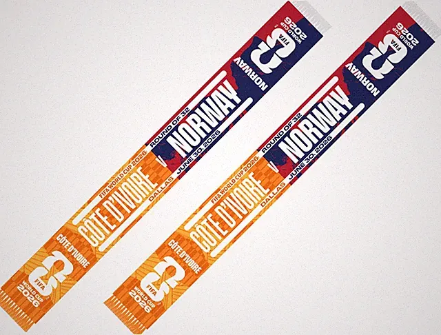 Fifa World Cup Ivory Coast vs Norway Match Scarf Bank Exclusive Sep 19th