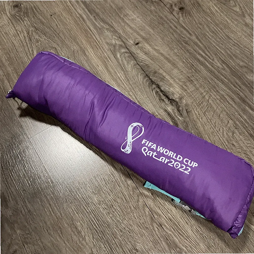 FIFA World Cup Qatar 2022 Padded Neck Pillow Bag Duffle Purple Rare Soccer