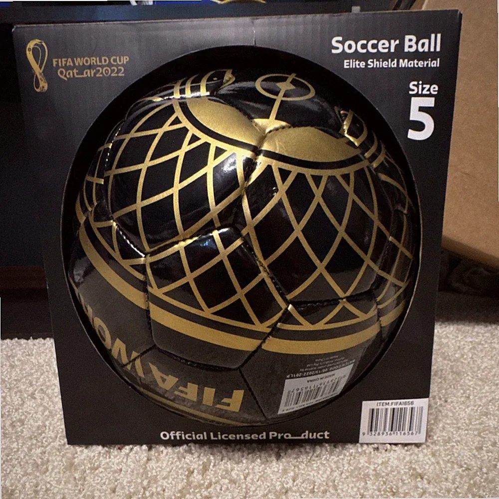 FIFA World Cup Qatar 2022 Size 5 Soccer Ball Black/Gold Elite Shield Official