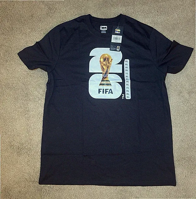 FIFA World Cup Trophy 26 Graphic Black Men's XL Crew Neck Short Sleeve T-Shirt