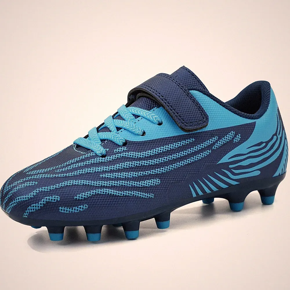 Firm Ground Soccer Cleats Boys Girls Athletic Football Shoes (9,Navy Blue)