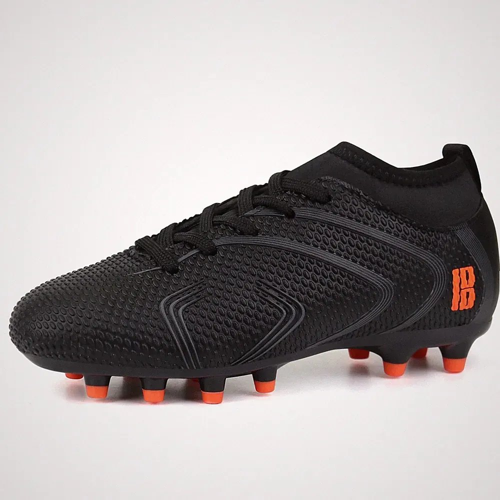 Firm Ground Soccer Cleats Boys Girls Outdoor Football Shoes (2,Black)