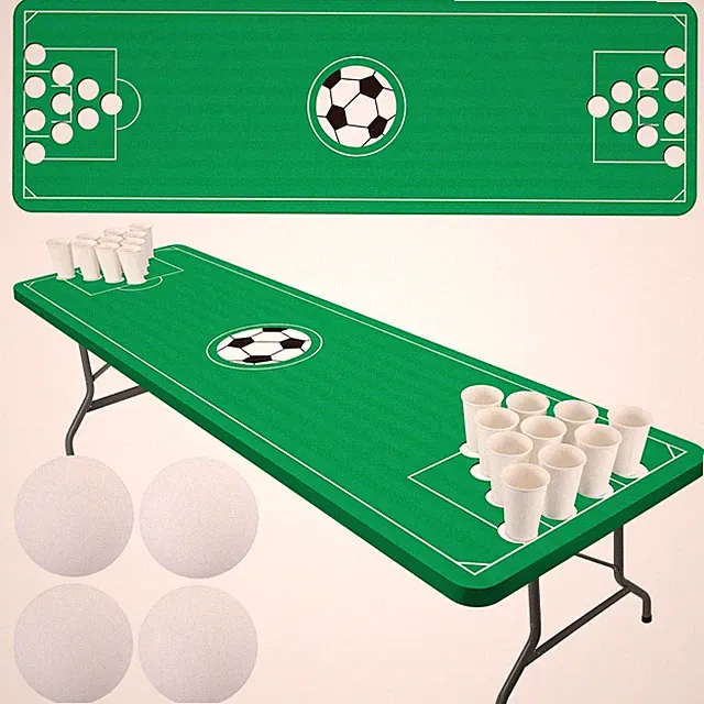 Fitted Soccer Field Tablecloth Set with 4 Pcs Game Balls 8ft Elastic Edged Be...