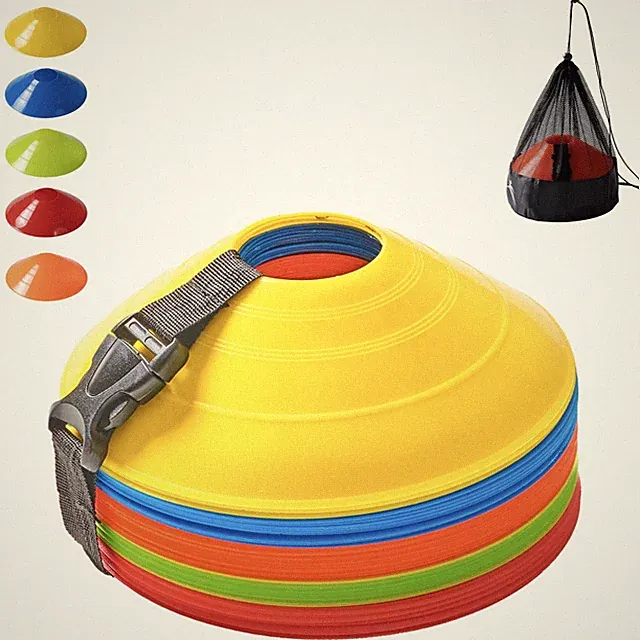 Flexible Soccer Cones (Pack 25, Multi Colors) with Mesh Bag & Strap, Unbreaka...