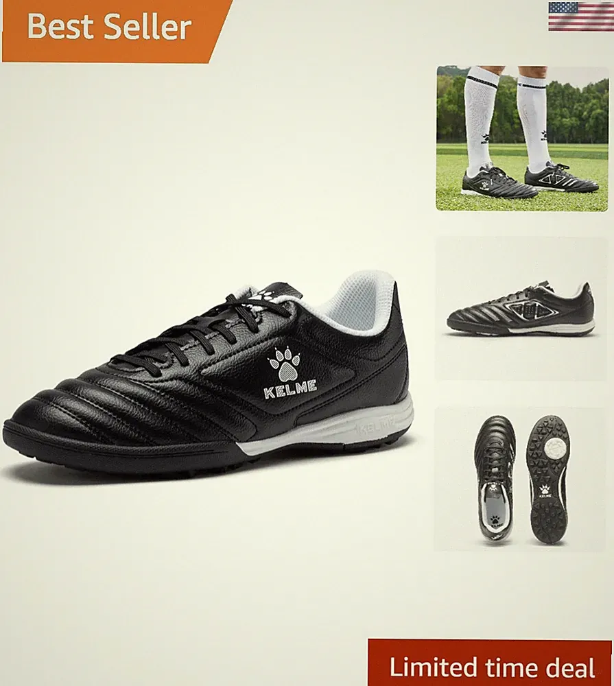 Flexible Turf Soccer Shoes with Arch Support - Unisex Futsal Cleats 8.5
