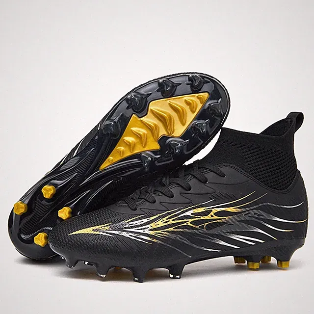 Football Cleats for Men Women High Top Soccer Shoes FG Long Spikes Football S...