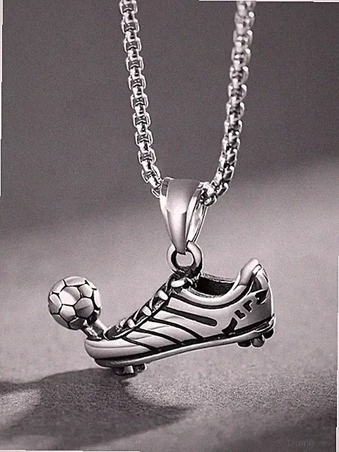 Football Pendant Necklace Chain Silver Sports Soccer Boot Fans Men Boys Kids USA